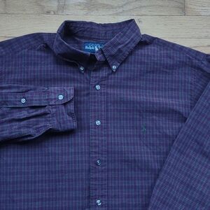 Polo Ralph Lauren Classic Fit Plaid Button Down Shirt 17.5 XL Burgundy Green